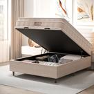 Cama Box Baú Blindado Casal Com Colchão Ortobom Airtech Pocket 138x188x67cm Macio Base Reforçada Bege
