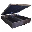 Cama Box Baú Blindado Queen Bipartido HomeQueen Suede Marrom 41x158x198