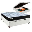 Cama Box Bau Branco Casal + Colchão Molas Ensacadas