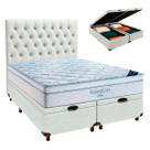 Cama Box Bau Branco+Colchão Casal Freedom Ortobom+Cabeceira