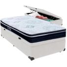 Cama Box Baú Branco e Colchão Orthosono D33 Com Euro Pillow Solteiro Anjos