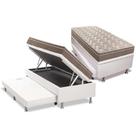 Cama Box Baú c/Auxiliar Solteiro: Colchão Anatômico Paropas D33 Confort Ultra Firme Euro Pillow + Base CRC Courano White(88x188)