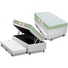 Cama Box Baú c/Auxiliar Solteiro: Colchão Espuma Castor D33 Sleep Max + Base CRC Courano White(88x188)