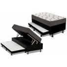 Cama Box Baú c/Auxiliar Solteiro: Colchão Espuma Ortobom D45 Light Saúde + Base CRC Courano Black(88x188)