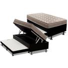 Cama Box Baú c/Auxiliar Solteiro: Colchão Espuma Paropas D33 Confort Ultra Firme Euro Pillow + Base CRC Courano Black(88x188)