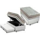 Cama Box Baú c/Auxiliar Solteiro: Colchão Molas Anjos MasterPocket Classic + Base CRC Courano Branco(88x188)