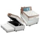 Cama Box Baú c/Auxiliar Solteiro: Colchão Molas Anjos Superlastic King Best + Base CRC Courano Branco(88x188)