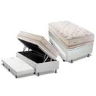 Cama Box Baú c/Auxiliar Solteiro: Colchão Molas Herval Maxspring Scotland + Base CRC Courano Branco(88x188)