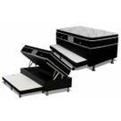Cama Box Baú c/Auxiliar Solteiro: Colchão Molas Ortobom Nanolastic Physical + Base CRC Courano Black(88x188)