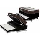 Cama Box Baú c/Auxiliar Solteiro: Colchão Ortopédico Ortobom Light + Base CRC Courano Black(88x188)