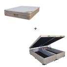 Cama Box Baú Casal 138 Bipartido Suede Bege com Colchão Ortobom Airtech Spring Pocket D26 Bege 70x138x188