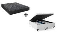 Cama Box Baú Casal 138 Bipartido Tecido Sintético Branco com Colchão Lisboa Espuma D28 Preto Cama Box Baú Casal 138 Bipartido Tecido Sintético Branco com Colchão Lisboa Espuma D28 Preto