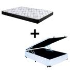 Cama Box Baú Casal 138 Sintético Branco Com Colchão Green Bello Box Espuma D28 Preto 49x138x188