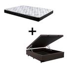 Cama Box Baú Casal 138 Sintético Marrom com Colchão Green - Bello Box - Espuma D33 Preto
