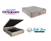 Cama Box Baú Casal 138 Suede Bege Colchão Ortobom Airtech Spring Pocket D26 Bege 70x138x188
