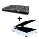 Cama Box Baú Casal 138 - Tecido Sintético Branco com Colchão Belize Bello Box - D33 Preto 58x138x188 Cama Box Baú Casal 138 - Tecido Sintético Branco com Colchão Belize Bello Box - D33 Preto 58x138x188
