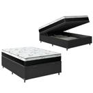 Cama Box Baú Casal 138 Tecido Sintético com Colchão Espuma D33 One Face Preto Bello Box - 58x138x188