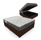 Cama Box Baú Casal 138 Tecido Sintético Marrom com Colchão De Espuma - D33 Ortobom ISO 100 60x138x188