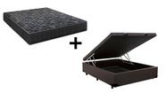 Cama Box Baú Casal 138 Tecido Sintético Marrom com Colchão Lisboa Espuma D28 Preto Cama Box Baú Casal 138 Tecido Sintético Marrom com Colchão Lisboa Espuma D28 Preto