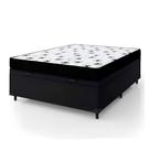 Cama Box Baú Casal 138 Tecido Sintético Preto Com Colchão Extra Firme Espuma Semi Ortopédica D28 Preto