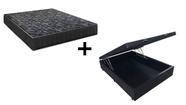 Cama Box Baú Casal 138 Tecido Sintético Preto com Colchão Lisboa Espuma D28 Preto
