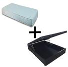 Cama Box Baú Casal 138 - Tecido Sintético Preto com Colchão Munique Bello Box - 100% Espuma - D33 Branco 55x138x188