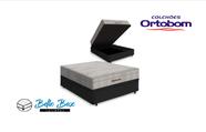 Cama Box Baú Casal 138 Tecido Sintético Preto com Colchão Ortobom Airtech Spring Pocket D26 Bege 70x138x188 Cama Box Baú Casal 138 Tecido Sintético Preto com Colchão Ortobom Airtech Spring Pocket D26 Bege 70x138x188