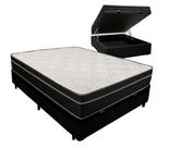 Cama Box Baú Casal 138 Tecido Sintético Preto com Colchão Paris de Molas Ensacadas Preto 26x138x188 Cama Box Baú Casal 138 Tecido Sintético Preto com Colchão Paris de Molas Ensacadas Preto 26x138x188