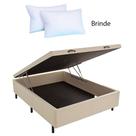 Cama Box Baú Casal 44x138x188 cm Couro Bege Cama Box Baú Casal 44x138x188 cm Couro Bege