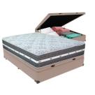 Cama Box Baú Casal Bege + Colchão Black Graphite 27 Molas Ensacadas Anjos