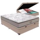 Cama Box Baú Casal Bege e Colchão Four Season Molas V-Tech