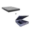 Cama Box Baú Casal Bipartido 138 Suede Cinza com Colchão De Espuma - D33 Ortobom ISO 100 60x138x188