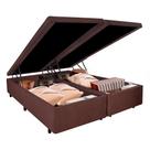 Cama Box Baú Casal Bipartido 138x188x42cm Suede Marrom com Pistão a Gás