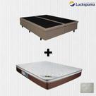 Cama Box Baú Casal Bipartido material sintético Bege e Colchão de Mola Casal Luckspuma Caribe