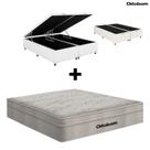 Cama Box Baú Casal Bipartido material sintético Branco e Colchão de Mola Ensacada Casal Airtech Ortobom Cama Box Baú Casal Bipartido material sintético Branco e Colchão de Mola Ensacada Casal Airtech Ortobom