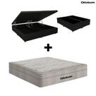 Cama Box Baú Casal Bipartido material sintético Preto e Colchão de Mola Ensacada Casal Airtech Ortobom Cama Box Baú Casal Bipartido material sintético Preto e Colchão de Mola Ensacada Casal Airtech Ortobom