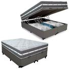 Cama Box Baú Casal Bipartido Sintético + Colchão Anjos Black Graphite Molas Ensacadas 138x188x64cm Cama Box Baú Casal Bipartido Sintético + Colchão Anjos Black Graphite Molas Ensacadas 138x188x64cm