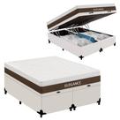 Cama Box Baú Casal Bipartido Sintético + Colchão Molas Ensacadas Royal Sleep Elegance 138cm Suporta Até 150 Kg p/ Pessoa