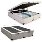 Cama Box Baú Casal Bipartido Sintético Mega Cama Branco 138x188x45cm