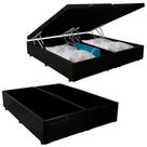 Cama Box Baú Casal Bipartido Sintético Serene Preto 138x188x44