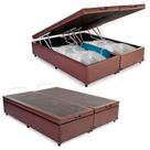 Cama Box Baú Casal Bipartido Sintético sofisticado na cor Marrom 138x188x44