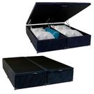 Cama Box Baú Casal Bipartido Suede Cama Preto 138x188x45cm Cama Box Baú Casal Bipartido Suede Cama Preto 138x188x45cm