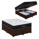 Cama Box Baú Casal Bipartido Suede + Colchão Molas Ensacadas Royal Sleep Royal Air 138cm - Suporta Até 150 Kg Por Pessoa