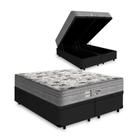 Cama Box Baú Casal Bipartido Tecido Sintético Preto Colchão De Molas Ensacadas Probel Evolution Cama Box Baú Casal Bipartido Tecido Sintético Preto Colchão De Molas Ensacadas Probel Evolution