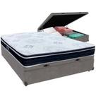 Cama Box Baú Casal Blindado suede cinza+ Colchão casal 22cm