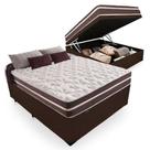 Cama Box Baú Casal + Colchão De Molas Colchões Classic Superlastic 138x188x64 Marrom Cama Box Baú Casal + Colchão De Molas Colchões Classic Superlastic 138x188x64 Marrom
