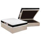 Cama Box Baú Casal: Colchão Espuma Castor D45 Black e White Air Double Face + Base CRC Suede Clean(138x188)