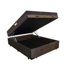 Cama Box Baú Casal Colchão Espuma D33 Bordado + Box Suede Marrom RC Sono Leve 56x138x188