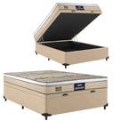 Cama Box Baú Casal Colchão Espuma D33 Fort Gazin 138x188x62cm Bege / Branco