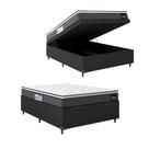 Cama Box Baú Casal Colchão Espuma D33 Pillow Top Millenium 138x188x60cm Cinza/Preto Hellen